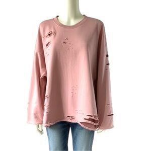 Oops Market Tattered & Torn Oversized Distressed Sweatshirt Size Medium